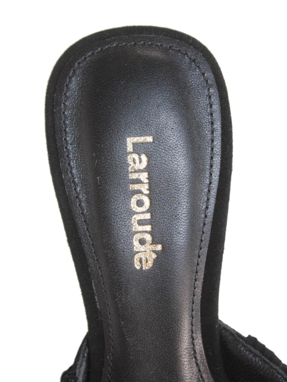 Larroude black fringe mule